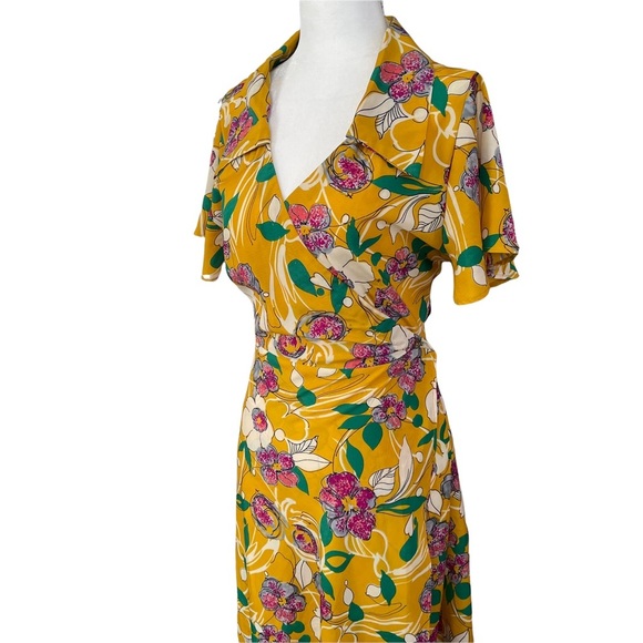No Longer Avail- Yellow Pink Floral Maxi Wrap Dress Anthropologie Free People - Picture 6 of 10